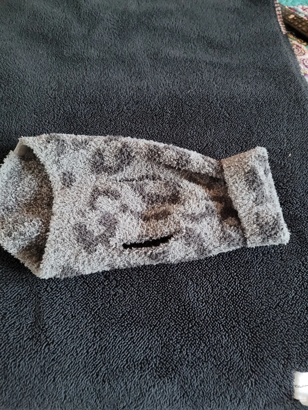 Cozy Gray Fleece Leopard-Print Dog Sweater